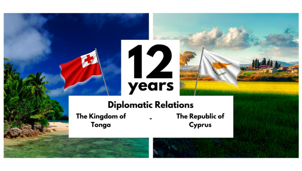 12 years from the establishment of diplomatic relations between the Kingdom of Tonga and the Republic of Cyprus