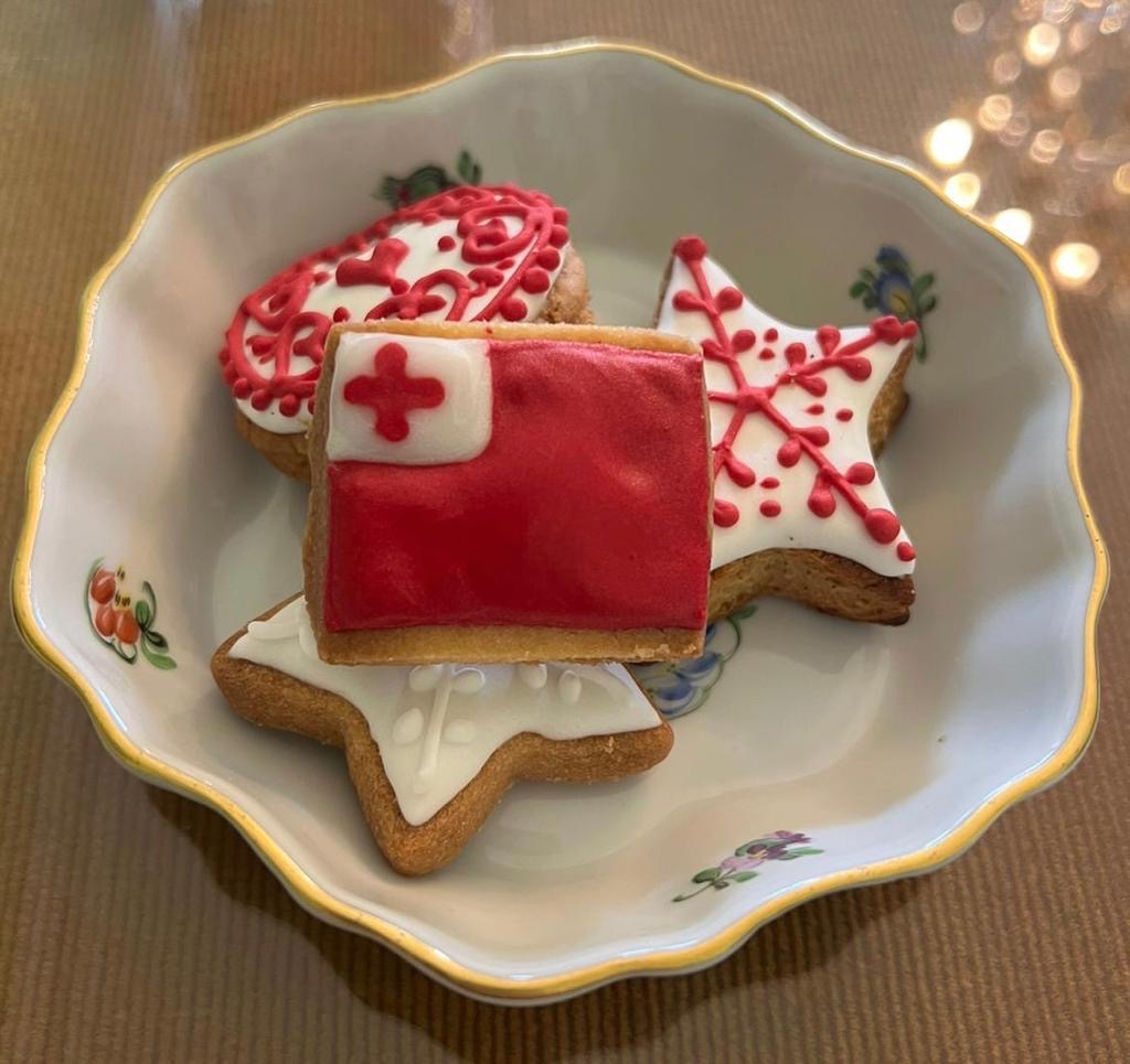 Image: Festive Biscuits bearing the National Flag of Tonga prepared by the Chef of the Embassy of Hungary in Lisbon