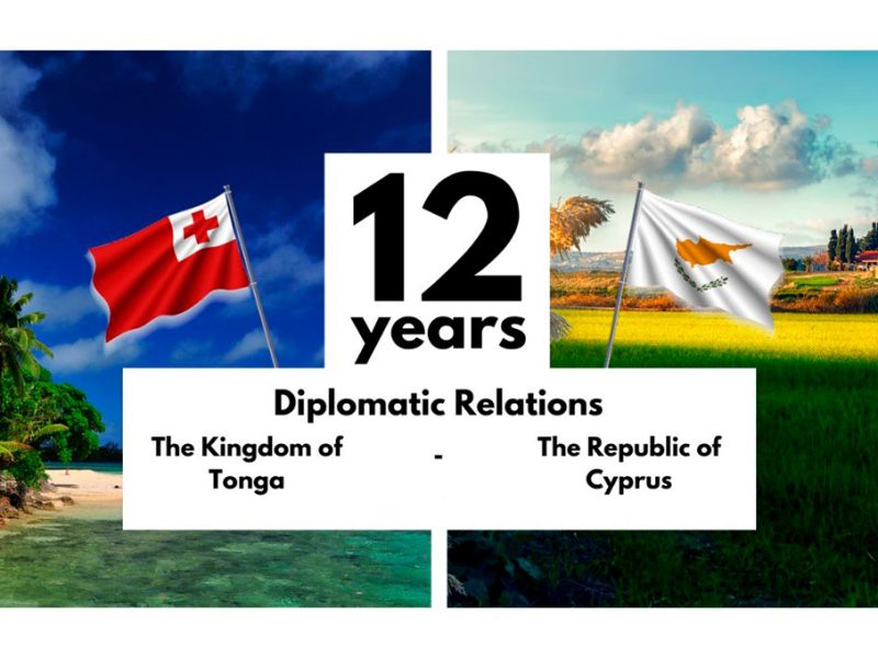 12 years from the establishment of diplomatic relations between the Kingdom of Tonga and the Republic of Cyprus
